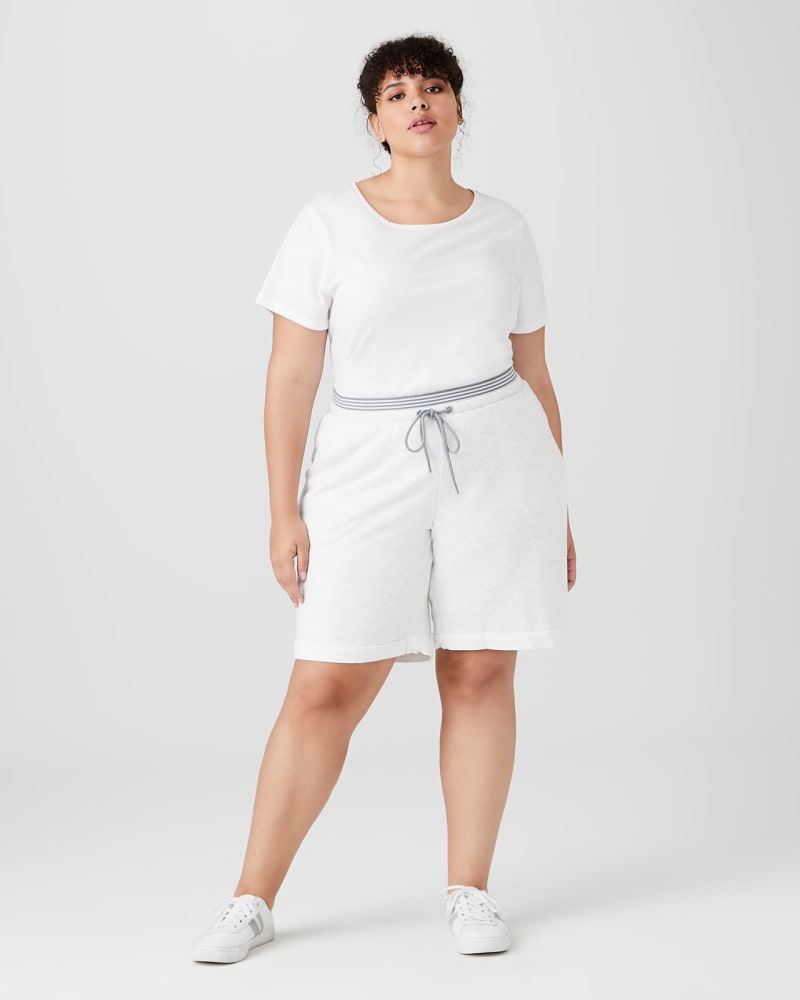 Plus size model with pear body shape wearing Helen Drawstring Short by Marc NY | Dia&Co | dia_product_style_image_id:143061